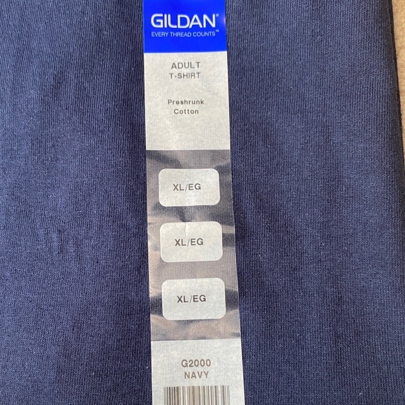 Gildan 2/$10 Adult XL Ultra Cotton Navy Blue Short Sleeve Crew Neck T-Shirts - Picture 6 of 7
